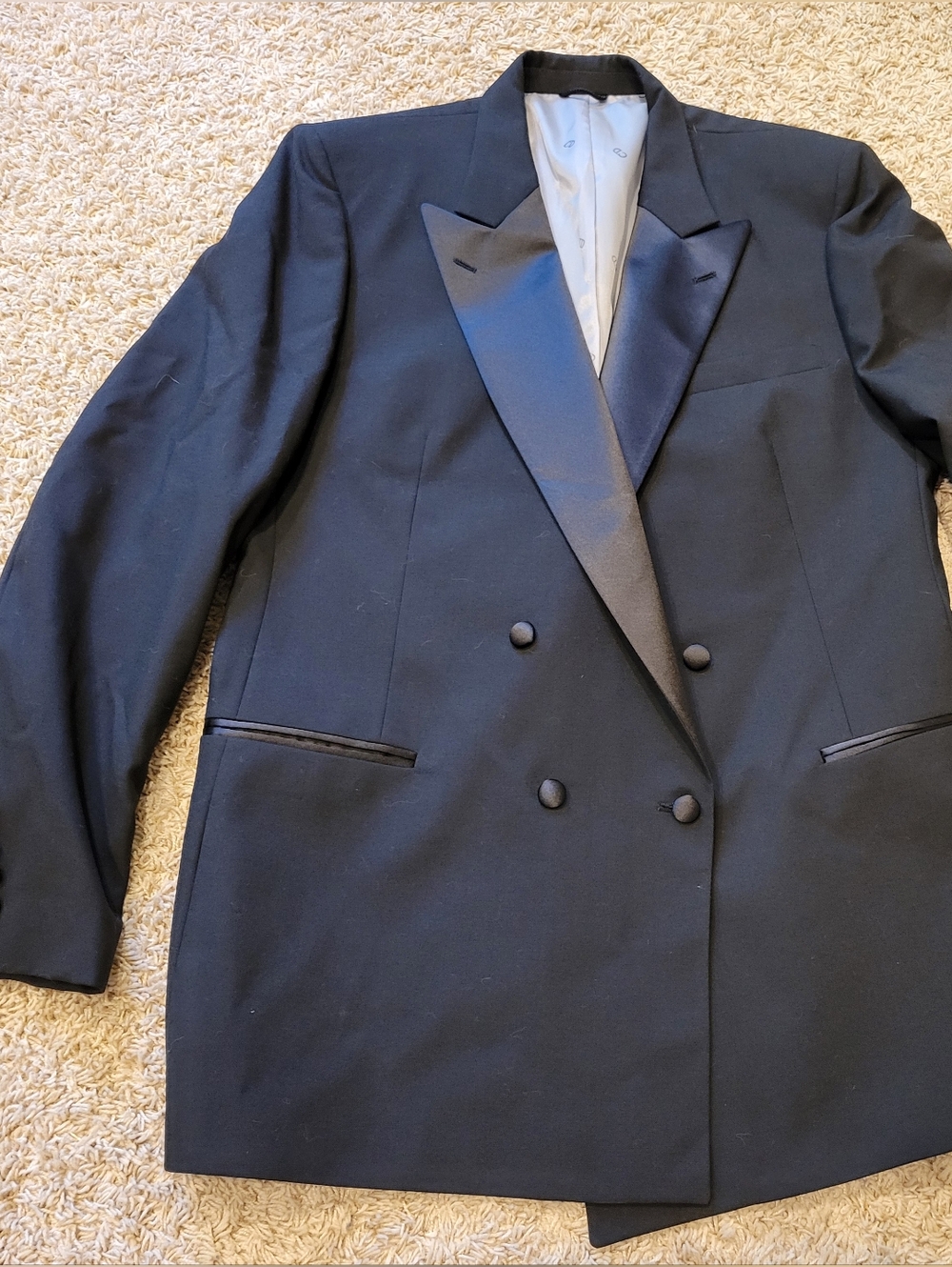Christian Dior Men's Black Tuxedo Jacket Satin Lapel Made in USA Size 44L